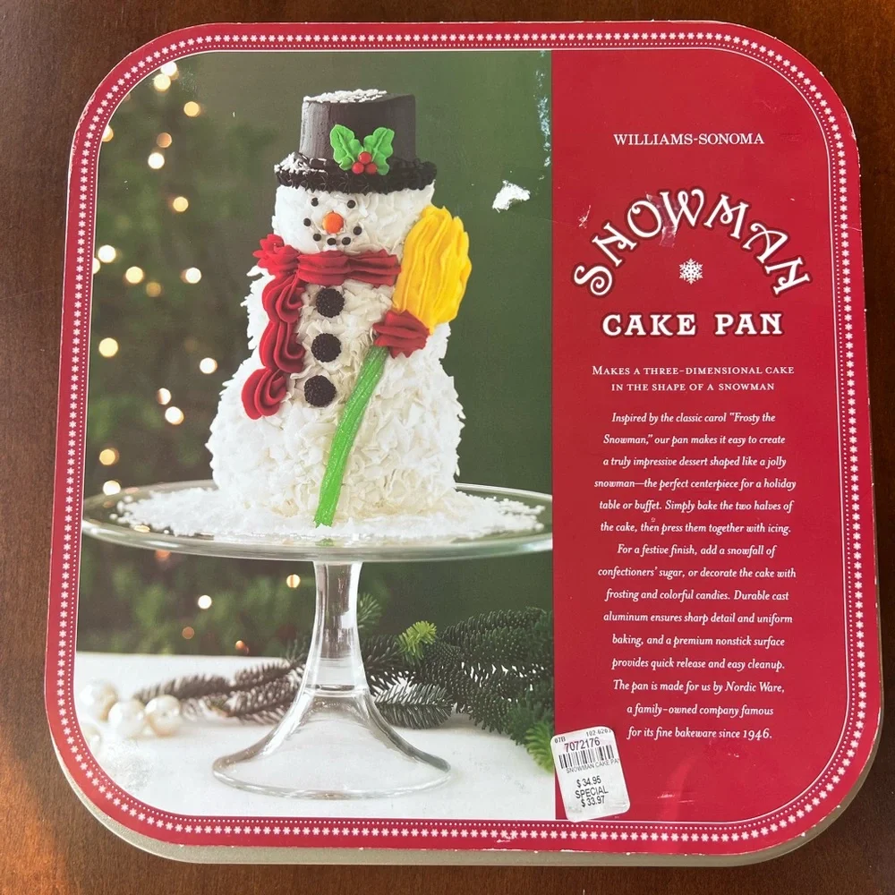 NWT - Williams-Sonoma Festive Snowman Cake Pan Nordic Ware